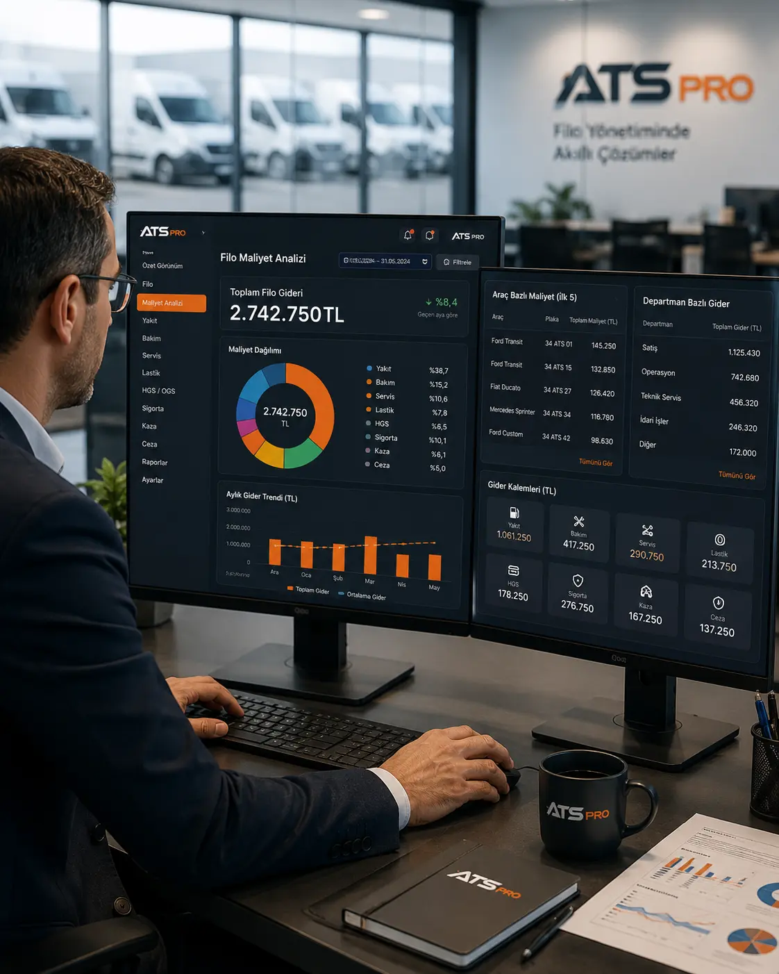 ATS PRO filo maliyet analizi ekranı