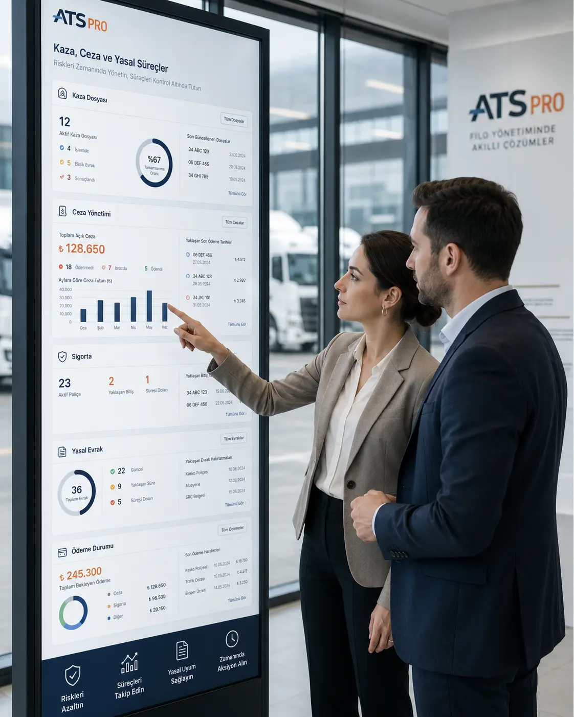 ATS PRO kaza ceza ve yasal süreç takip ekranı