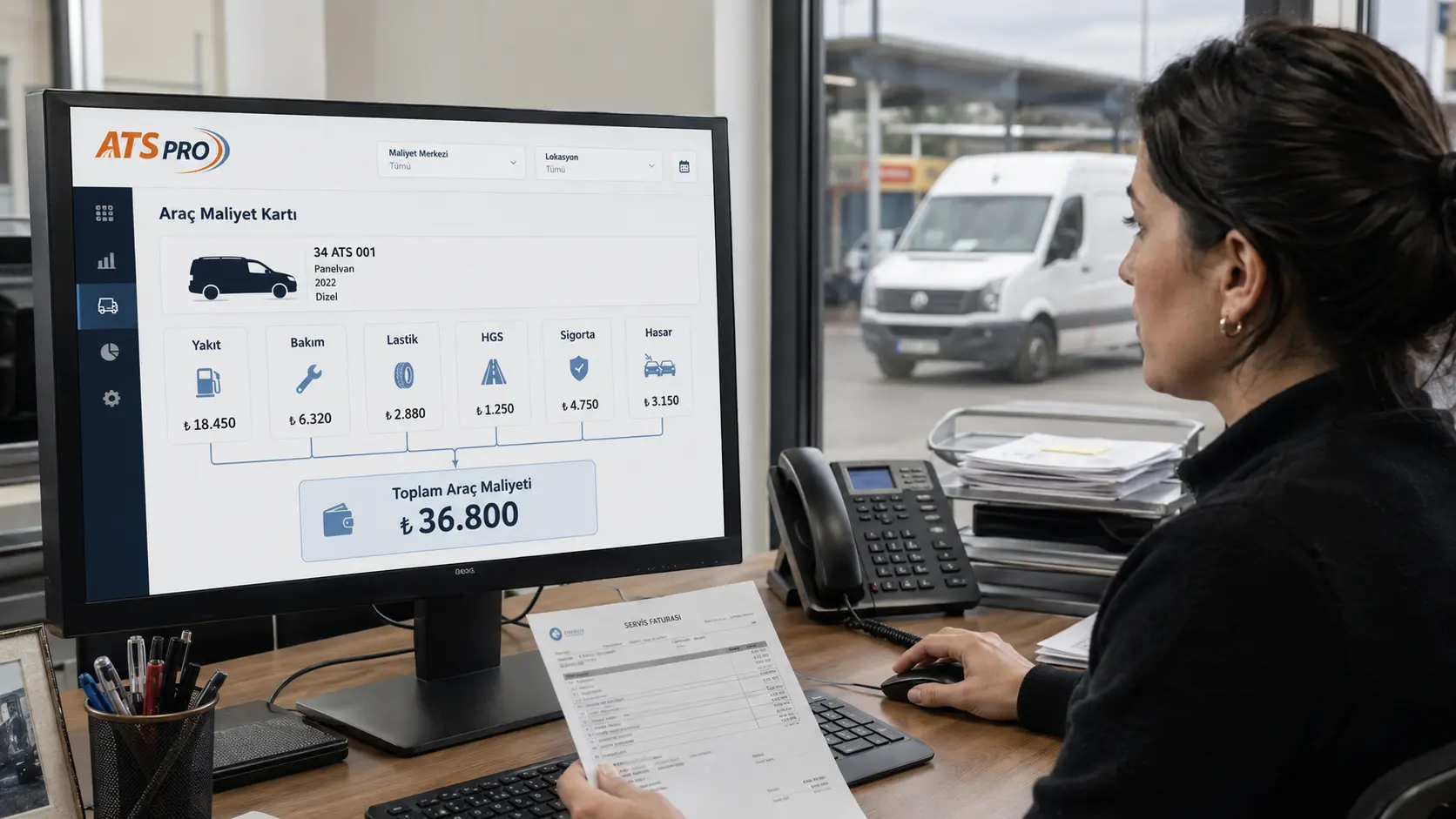 ATS PRO araç maliyet kartında yakıt bakım lastik HGS sigorta ve hasar giderleri